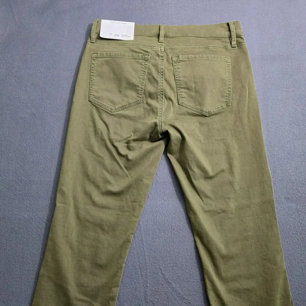 LOFT Women 26/2 Green Low Rise Modern Skinny Crop Raw Hem Jeans - Picture 5 of 16